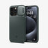 ACS06599 - iPhone 15 Pro Max Case Optik Armor (MagFit) in black showing the back with lens slot open